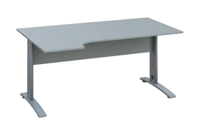 ERK 28 - 164 stůl kancelářský, rohový, levý, kovová podnož stříbrná, deska 25 mm, široký 1600 mm, šedá